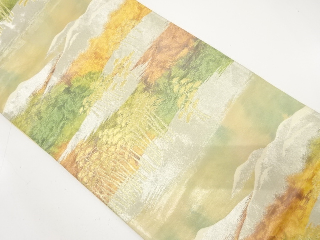 SALE!! JAPANESE KIMONO / ANTIQUE FUKURO OBI / SILK / WOVEN SCENERY