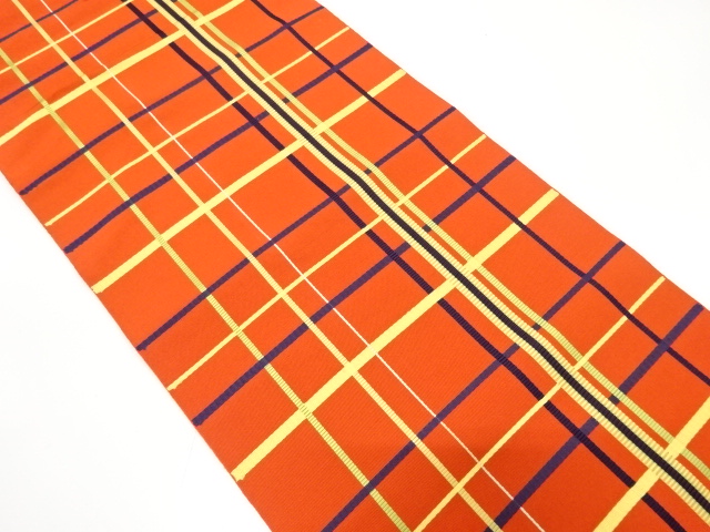 格子模様織り出し　名古屋帯