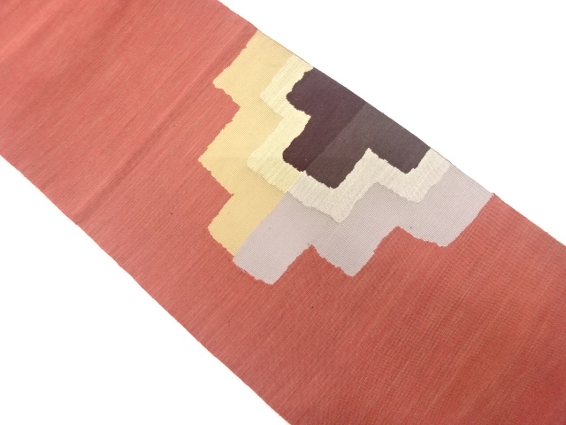 SALE!! JAPANESE KIMONO / ANTIQUE NAGOYA OBI / SILK / WOVEN GEOMETRIC