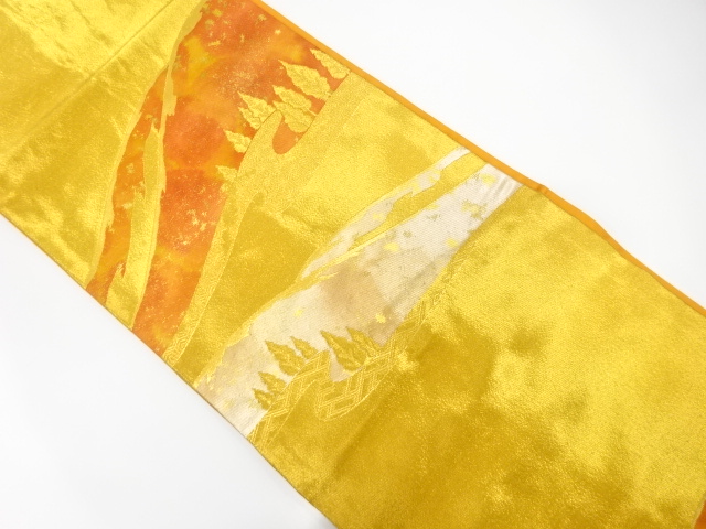 SALE!! JAPANESE KIMONO / ANTIQUE NAGOYA OBI / SILK / WOVEN DISTANT MOUNTAIN
