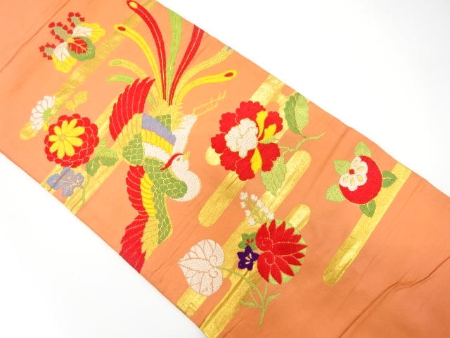 SALE!! JAPANESE KIMONO / ANTIQUE NAGOYA OBI / SILK / WOVEN PAULOWNIA & KIKU