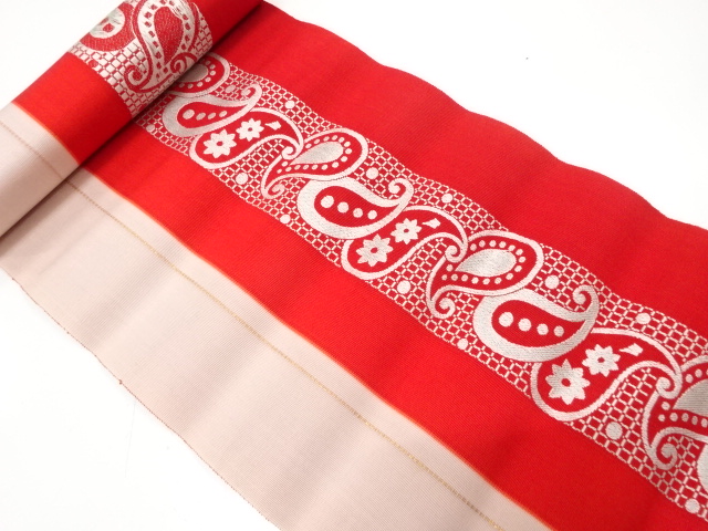 SALE!! JAPANESE KIMONO / ANTIQUE BOLT FOR HASSUN OBI / WOVEN PAISLEY