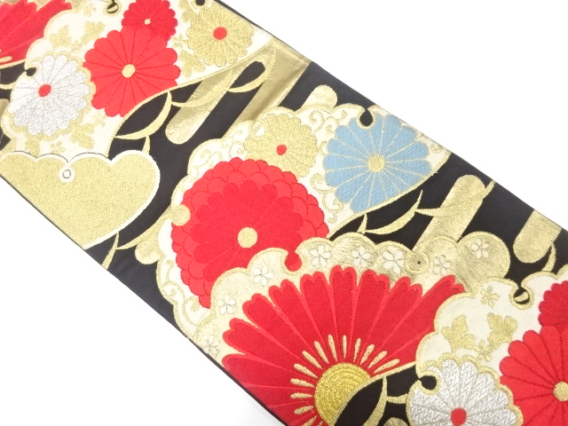 SALE!! JAPANESE KIMONO / ANTIQUE FUKURO OBI / SILK / WOVEN SNOWFLAKE
