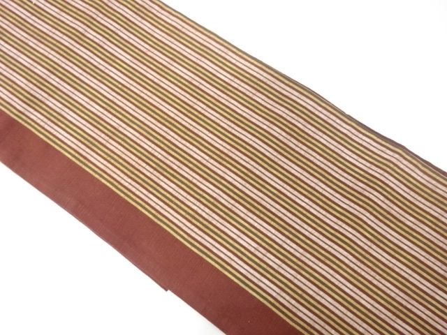 SALE!! JAPANESE KIMONO / ANTIQUE FUKURO OBI / SILK / TSUMUGI / WOVEN STRIPE