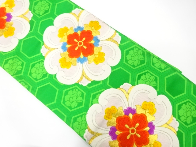SALE!! JAPANESE KIMONO / ANTIQUE FUKURO OBI / SILK / WOVEN FLOWERS