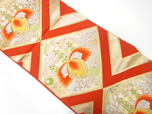 SALE!! JAPANESE KIMONO / ANTIQUE FUKURO OBI / SILK / WOVEN PAULOWNIA