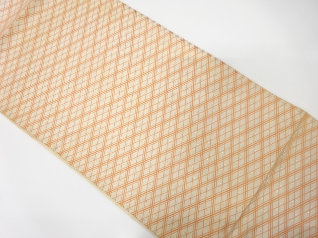SALE!! JAPANESE KIMONO / ANTIQUE FUKURO OBI / SILK / WOVEN DIAGONAL GRID