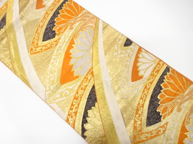 SALE!! JAPANESE KIMONO / ANTIQUE FUKURO OBI / SILK / WOVEN ABSTRACT FLOWERS