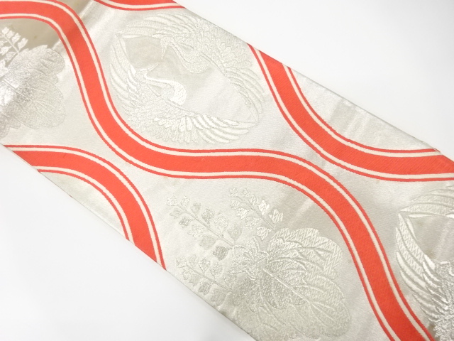 SALE!! JAPANESE KIMONO / ANTIQUE FUKURO OBI / SILK / WOVEN TATEWAKU PATTERN