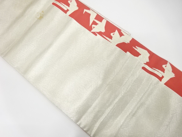 SALE!! JAPANESE KIMONO / ANTIQUE FUKURO OBI / SILK / WOVEN ORIGAMI CRANE