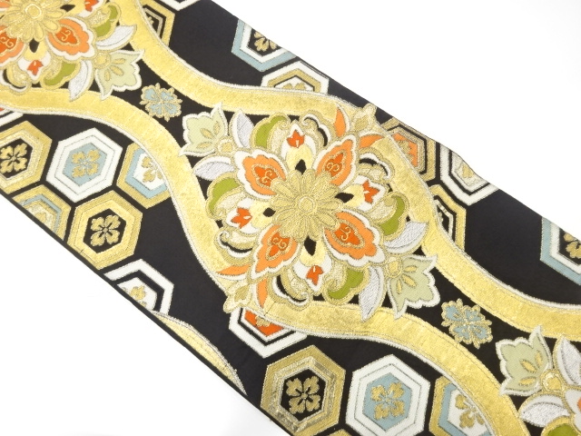 SALE!! JAPANESE KIMONO / ANTIQUE FUKURO OBI / SILK / WOVEN TATEWAKU PATTERN