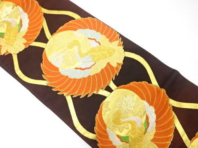 SALE!! JAPANESE KIMONO / ANTIQUE FUKURO OBI / SILK / WOVEN TATEWAKU PATTERN