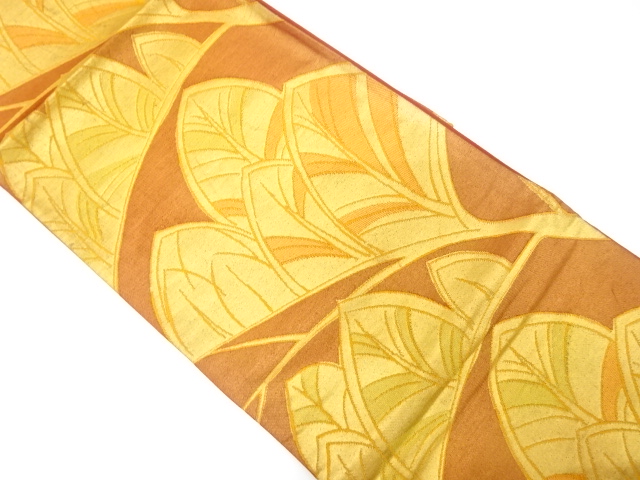 SALE!! JAPANESE KIMONO / ANTIQUE FUKURO OBI / WOVEN LEAVES