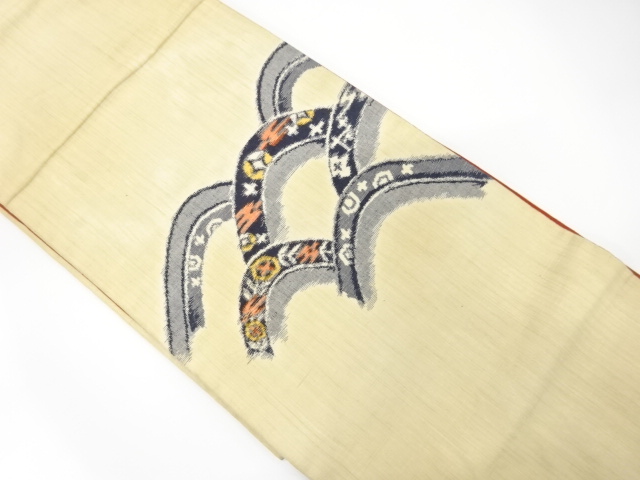 SALE!! JAPANESE KIMONO / ANTIQUE FUKURO OBI / SILK / FUSHI TSUMUGI / WOVEN SEIGAIHA