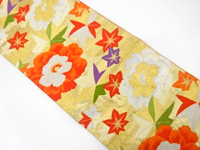 JAPANESE KIMONO / ANTIQUE FUKURO OBI / SILK / WOVEN ROUGH WAVE