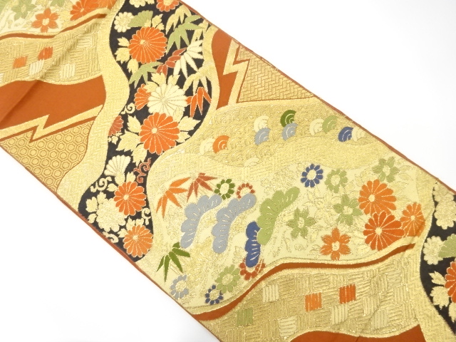SALE!! JAPANESE KIMONO / ANTIQUE FUKURO OBI / SILK / WOVEN CLOUD