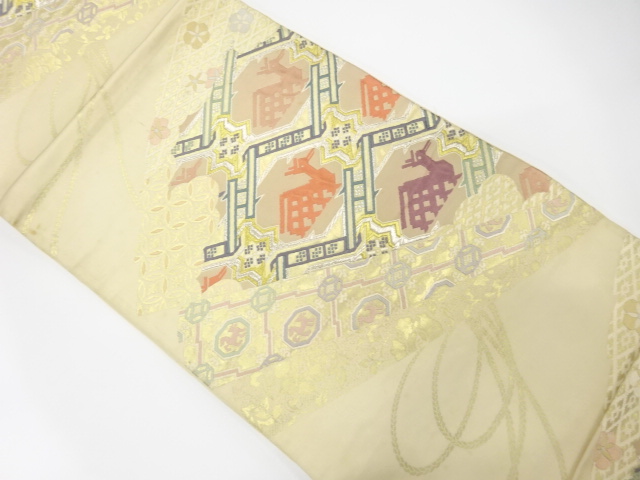 SALE!! JAPANESE KIMONO / ANTIQUE FUKURO OBI / SILK / WOVEN HIGAKI PATTERN