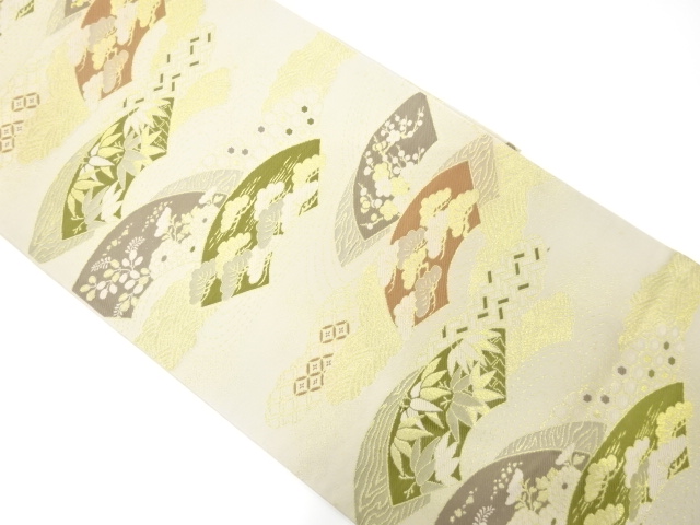 JAPANESE KIMONO / ANTIQUE FUKURO OBI / WOVEN JIGAMI PATTERN