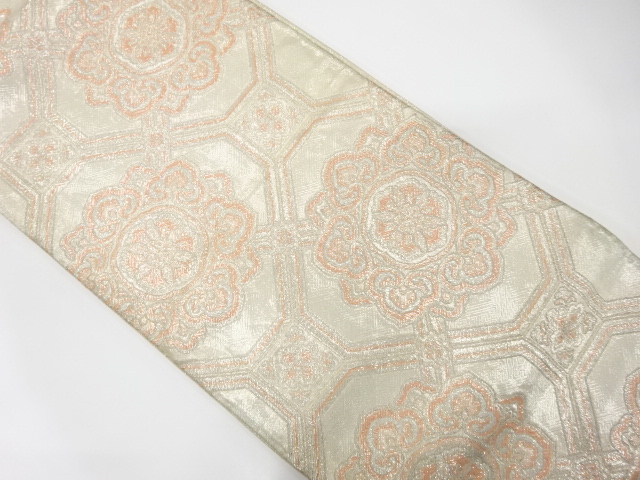 SALE!! JAPANESE KIMONO / ANTIQUE FUKURO OBI / SILK / SAGANISHIKI / WOVEN FLORAL SHOKKOMON