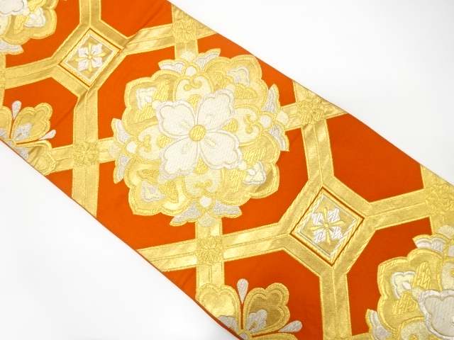 SALE!! JAPANESE KIMONO / ANTIQUE FUKURO OBI / SILK / WOVEN SHOKKOMON PATTERN