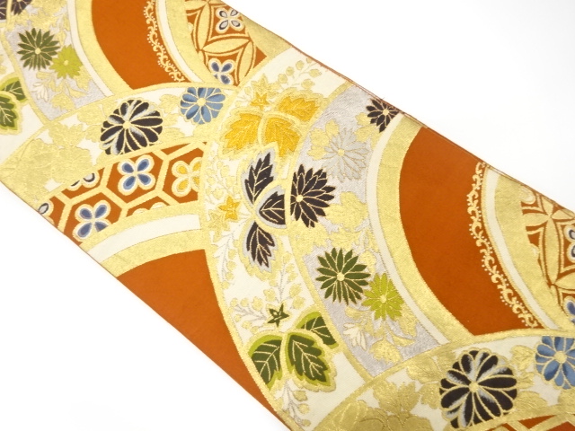 SALE!! JAPANESE KIMONO / ANTIQUE FUKURO OBI / SILK / WOVEN MOUNTAINS