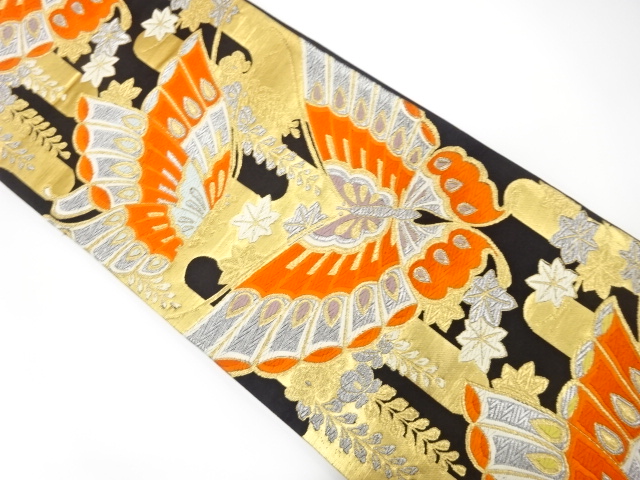 SALE!! JAPANESE KIMONO / ANTIQUE FUKURO OBI / SILK / WOVEN BUTTERFLY