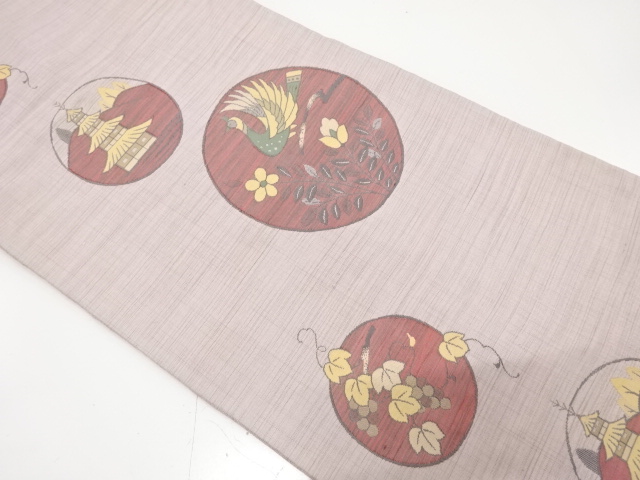 SALE!! JAPANESE NAGOYA OBI / WOVEN GRAPE ARABESQUE
