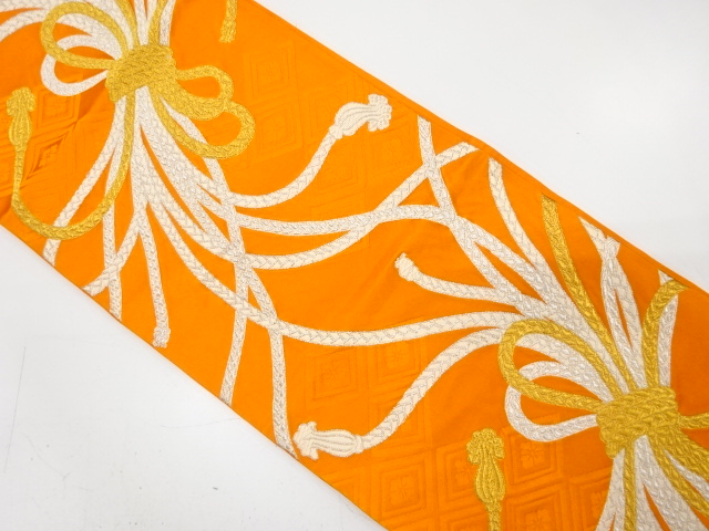 JAPANESE KIMONO / ANTIQUE FUKURO OBI / SILK / WOVEN KUMIHIMO CORDS