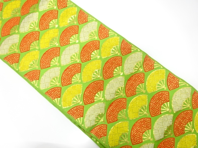 SALE!! JAPANESE KIMONO / ANTIQUE OBI FOR KIDS / WOVEN FLODING FAN & CLASSICAL PATTERN