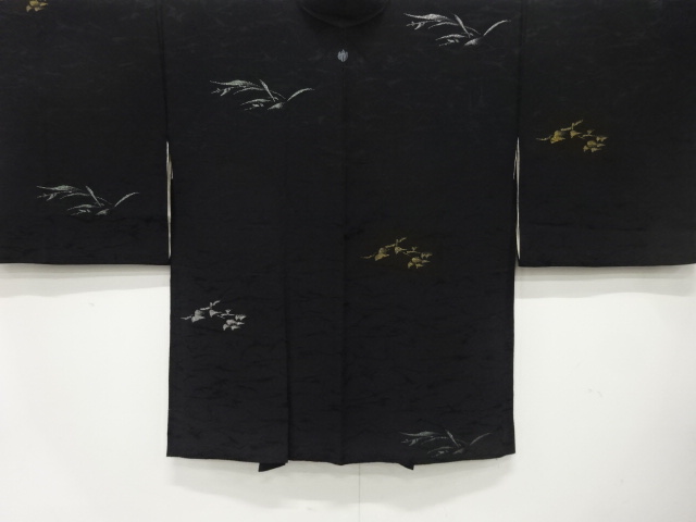 JAPANESE ANTIQUE HAORI / TAISHO ROMAN STYLE / SILK / URUSHI / WOVEN LEAVES