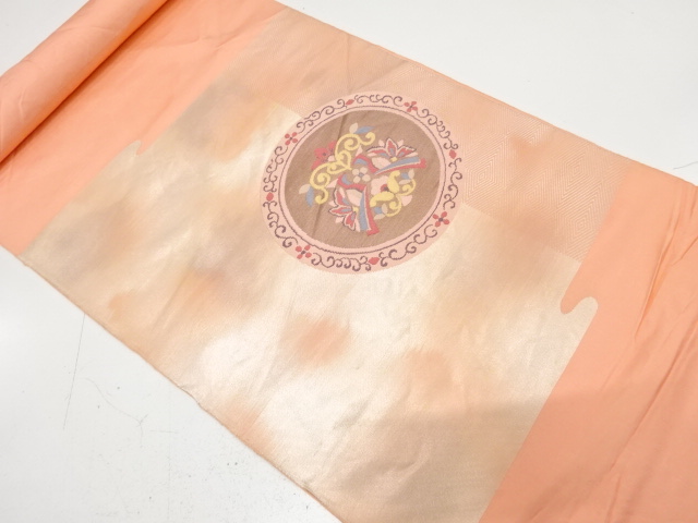 JAPANESE KIMONO / ANTIQUE BOLT FOR NAGOYA OBI / SILK / WOVEN FLORAL CREST