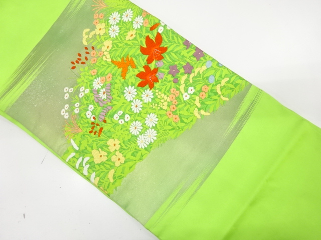 SALE!! JAPANESE KIMONO / ANTIQUE NAGOYA OBI / SILK / WOVEN FLORAL PLANTS