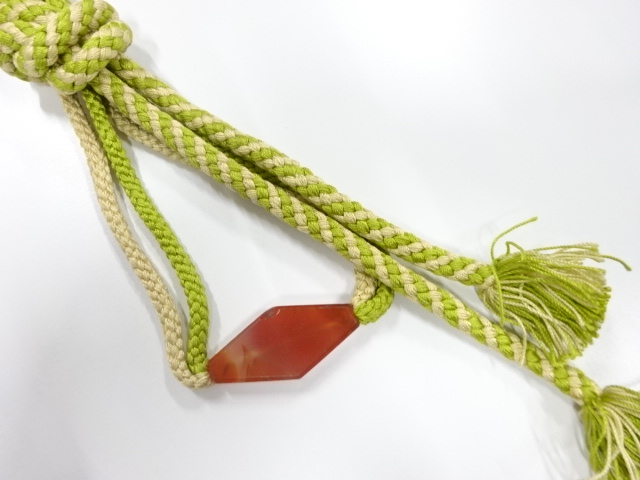 SALE!! Antique agate obidome, set of hand-knit obijime