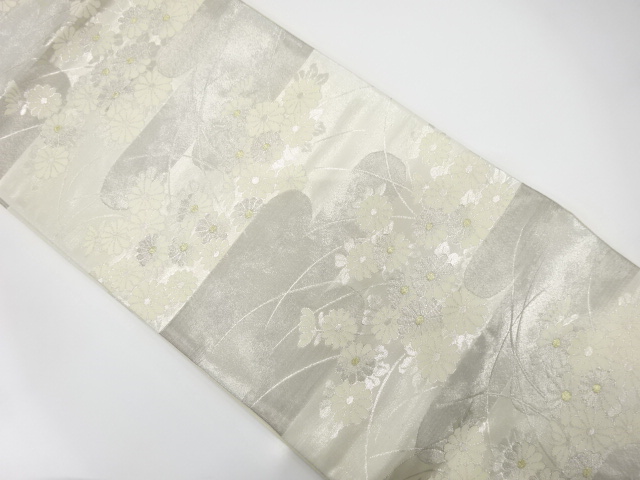 JAPANESE KIMONO / ANTIQUE FUKURO OBI / SILK / WOVEN EGASUMI & KIKU