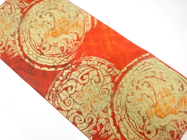 SALE!! JAPANESE KIMONO / ANTIQUE NAGOYA OBI / SILK / WOVEN FLOWER