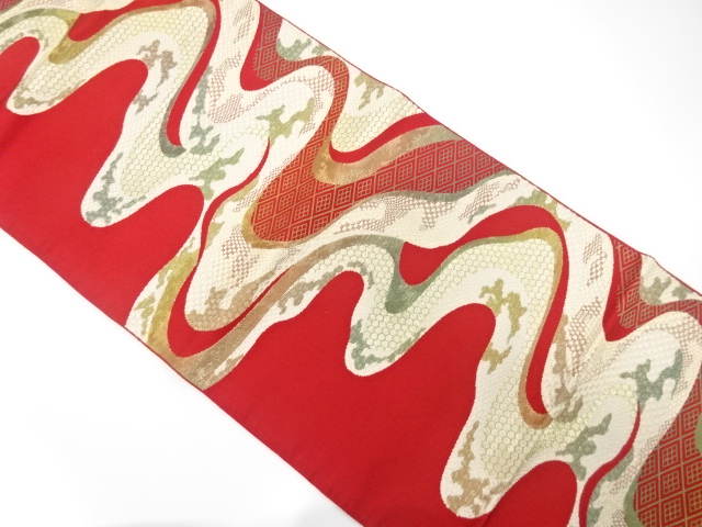 SALE!! JAPANESE KIMONO / ANTIQUE NAGOYA OBI / SILK / WOVEN MIST & CLASSICAL PATTERN