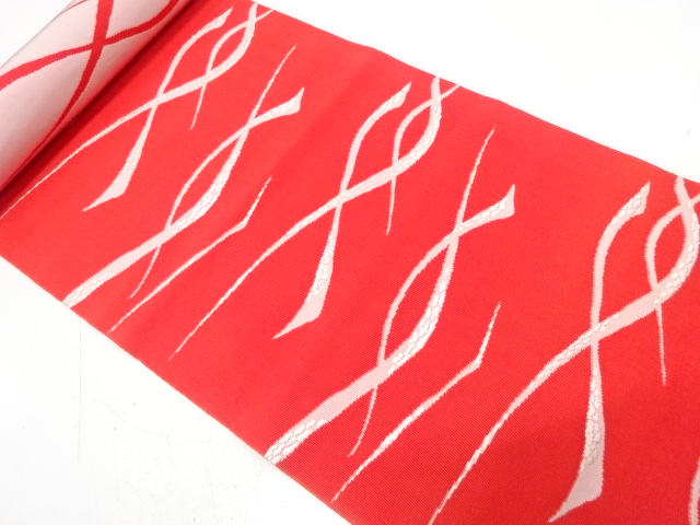 SALE!! JAPANESE KIMONO / ANTIQUE BOLT FOR HASSUN OBI / WOVEN ABSTRACT WAVE