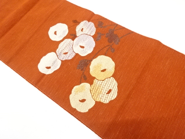 SALE!! JAPANESE KIMONO / ANTIQUE NAGOYA OBI / SILK / TSUMUGI / WOVEN KIKU