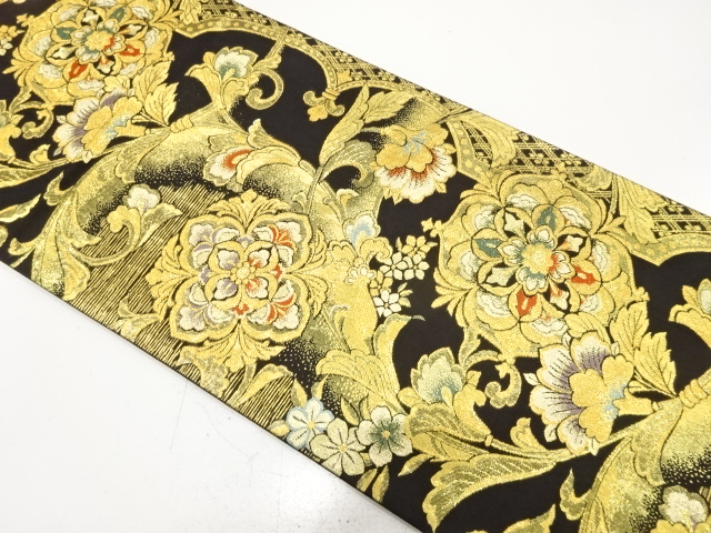 SALE!! JAPANESE FUKURO OBI FOR FURISODE / WOVEN FLORAL SARASA