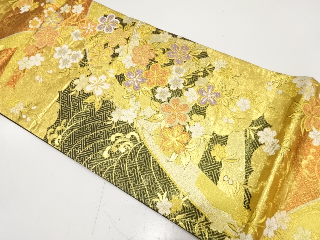JAPANESE FUKURO OBI FOR FURISODE / WOVEN WEEPING SAKURA