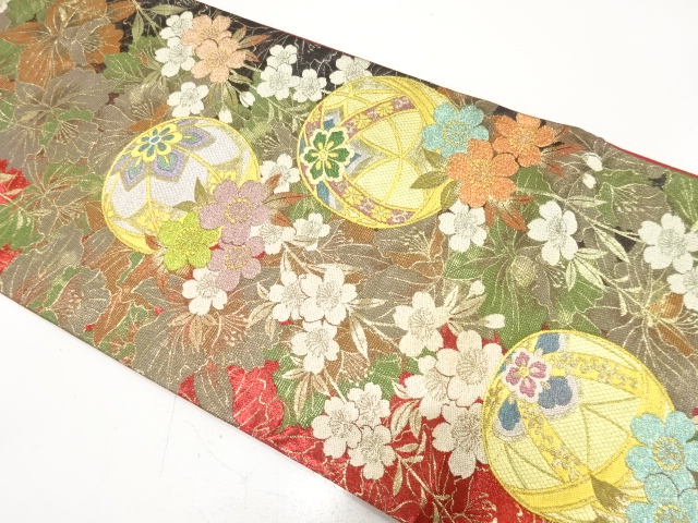 SALE!! JAPANESE FUKURO OBI FOR FURISODE / WOVEN CATTLEYA & SAKURA