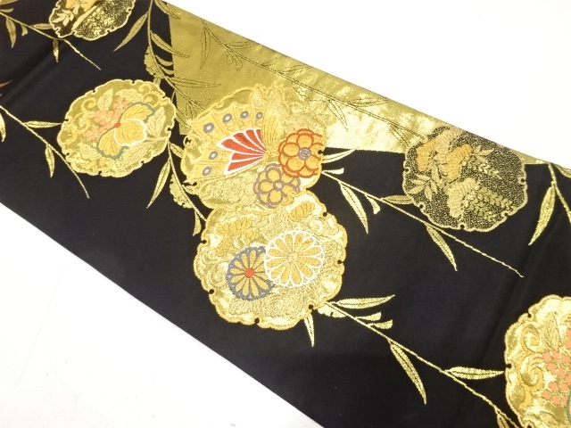 SALE!! JAPANESE FUKURO OBI FOR FURISODE / WOVEN FLORAL PLANTS