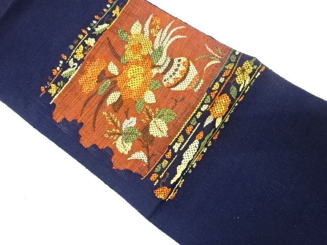 SALE!! JAPANESE NAGOYA OBI / MAWATA TSUMUGI / WOVEN FLOWER VASE