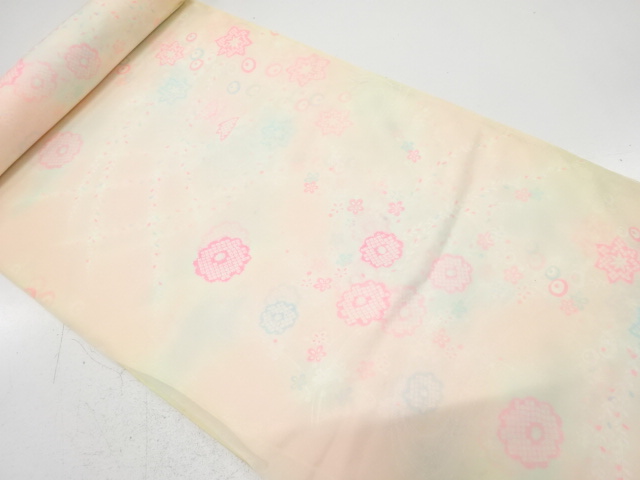 SALE!! JAPANESE KIMONO / ANTIQUE BOLT FOR JUBAN / STREAM & FLORAL PLANTS