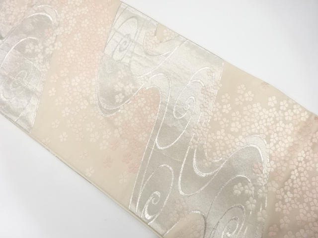 JAPANESE KIMONO / FUKURO OBI / SILK / WOVEN STREAM & SMALL FLOWERS