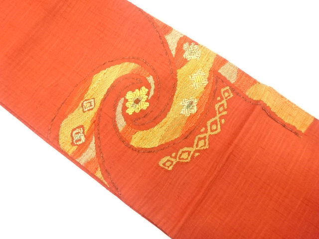 SALE!! JAPANESE NAGOYA OBI / TSUMUGI / WOVEN FLOWER & SPIRAL