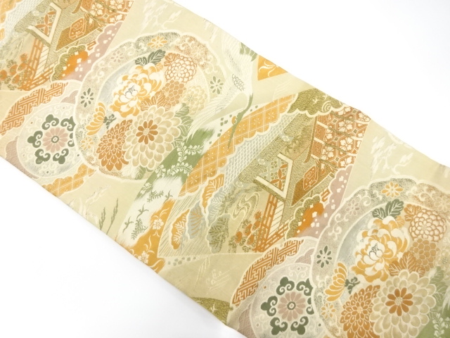 SALE!! JAPANESE KIMONO / ANTIQUE NAGOYA OBI / WOVEN JIGAMI PATTERN