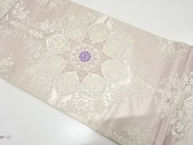 SALE!! JAPANESE KIMONO / ANTIQUE FUKURO OBI / SILK / WOVEN FLOWER CREST