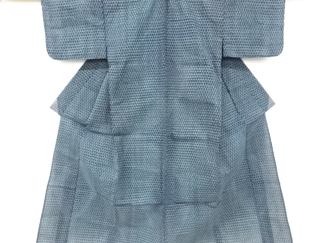 アンティーク　木綿本場久留米絣抽象模様織り出し単衣着物