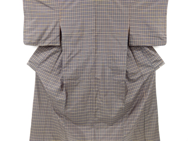 SALE!! JAPANESE KIMONO / SILK / DORO OSHIMA TSUMUGI / WOVEN GRID PATTERN